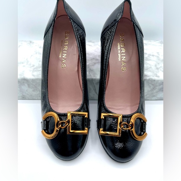 SABRINAS Lita Block-Heel Black Shoes Made in Spain.EU Size  37   US size 6 / 6.5 - Picture 5 of 14